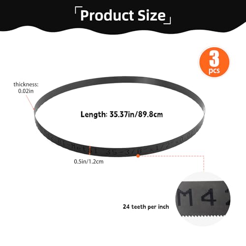 35-3/8 Inch Bandsaw Blade 24 TPI for Milwaukee 48-39-0539 Portable Band Saw Blade, 35-3/8" x 1/2" x .020" 24 TPI Compact Band Saw Blade, 3 Pack - size: 35-3/8" x 1/2" x .020", 24 TPI, 3 Pack