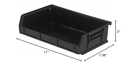 Quantum Storage QUS236 Ultra Stack and Hang Bins - 7-3/8" x 11" x 3" - 8 Pack - color: Black