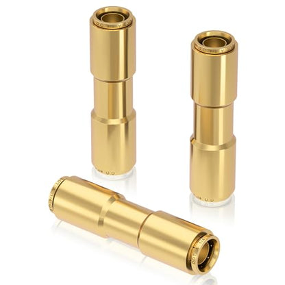 CheeMuii 3PCS 1/4" Brass DOT Air Line Fittings DOT Brass Straight Union - size: 1/4IN-3PCS