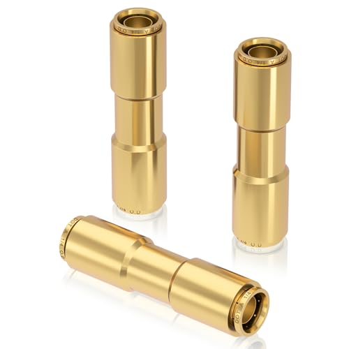 CheeMuii 3PCS 1/4" Brass DOT Air Line Fittings DOT Brass Straight Union - size: 1/4IN-3PCS