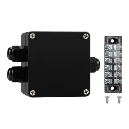 ABS IP67 Waterproof Dustproof Electrical Junction Box, with 15A 600V Barrier Terminal Cable Connector, 1 in/2 Out Power Junction Box（3.26 * 3.18 * 2.2in） - size: 1T2 3.26" x 3.18" x 2.2"