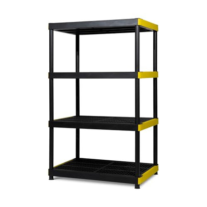 Simpli-Magic 4-Tier Heavy Duty Plastic Storage Shelving Unit, Garage & Basement Organizer, Modular Rack, 36 x 24 x 57 Inches, 250 lbs per Shelf, 1000 lbs Total Capacity