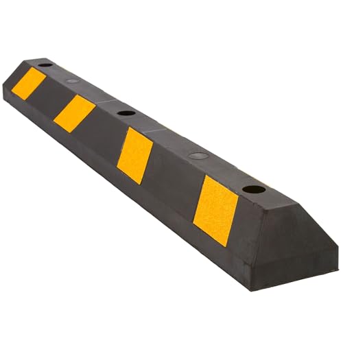 Guardian Parking Stop, 4 Foot Long Flexible Rubber Curb, Highly Visible Accessory with Mounting Holes for Job Sites and Garages, Black/Yellow - size: 4 Foot