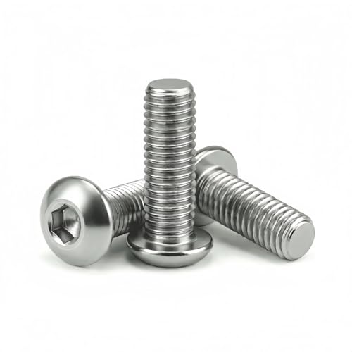 M4 x 16mm (50 Pack) Button Head Socket Cap Screws, 304 Stainless Steel 18-8, Bright Finish, Fully Machine Thread