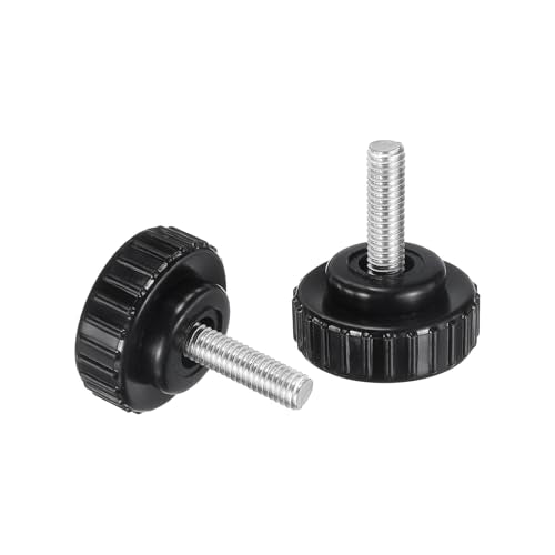uxcell 2pcs Knurled Clamping Knobs M6 x 20mm Metric 304 Stainless Steel Male Thread Thumb Screw on Type 30mm Plastic Round Head Threaded Hand Bolt Stud Knobs Black - size: M6 x 20mm x 30mm