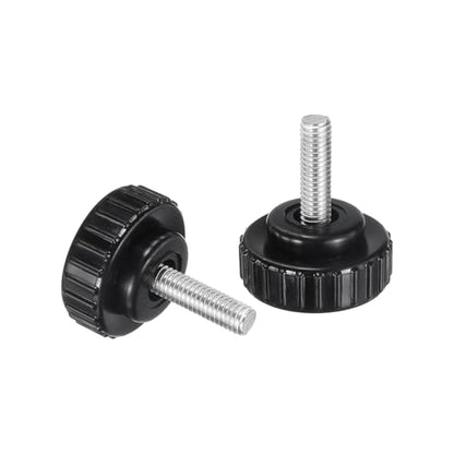 uxcell 2pcs Knurled Clamping Knobs M6 x 20mm Metric 304 Stainless Steel Male Thread Thumb Screw on Type 30mm Plastic Round Head Threaded Hand Bolt Stud Knobs Black - size: M6 x 20mm x 30mm