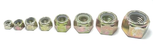 1/4"-20 Grade 8 Hex Nylon Insert Lock Nut, Yellow Zinc, 25 Pack - size: 1/4"-20