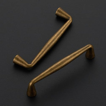 Ravinte Antique Brass Cabinet Handles Solid Handles,3-1/2 Inch,5 Pack - color: Antique Brass, size: 3-1/2 Inches Hole Center