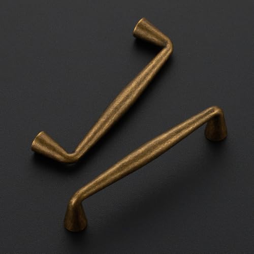 Ravinte Antique Brass Cabinet Handles Solid Handles,3-3/4 Inch,5 Pack - color: Antique Brass, size: 3-3/4 Inches Hole Center