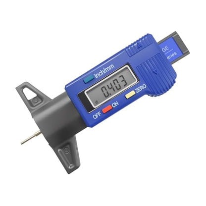 Digital Tire Tread Depth Gauge, Portable 0.01mm Resolution, Blue - color: Blue