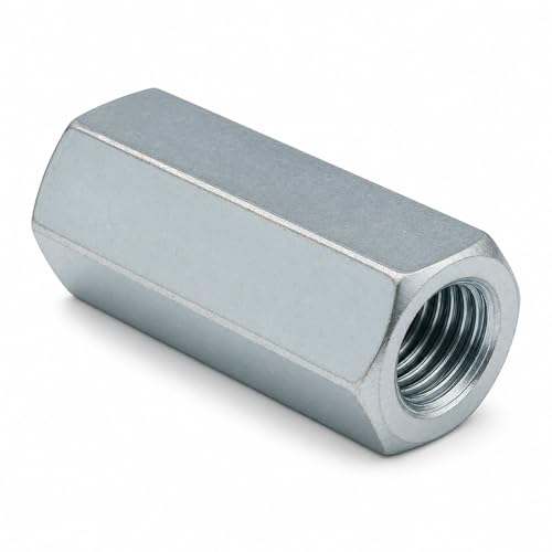 1/2-13 Hex Coupling Nut, Pack of 12 Zinc-Plated Carbon Steel Rod Coupler Extension Joiner - color: Silver, size: 1/2-13 x 1-3/4"