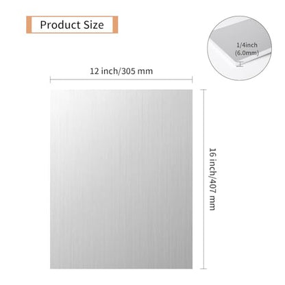 1PCS 6061 Aluminum Sheet Metal 1/4" x 12" x 16", Aluminum Plates Covered with Protective Film, Heat Treatable Aluminum Flat Bar for DIY Craft, Industry - size: 1/4", style: 12" × 16", 1Pcs
