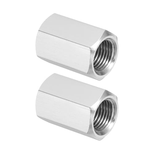 PATIKIL M12x1.25 Pitch 304 Stainless Steel Hex Coupling Nuts, 2 Pcs 25mm / 0.98" Length Fully Threaded Rod Coupling Nut Studding Connector Fasteners, Silver Tone - size: M12-1.25 x 25mm