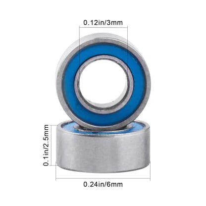 10pcs MR63-2RS Ball Bearings - Miniature Deep Groove Ball Bearing Double Blue Rubber Sealed Chrome Steel for RC Cars/Planes/Drone/Robotics and Small Electric Motors(3x6x2.5mm) - size: 3x6x2.5mm MR63-2RS