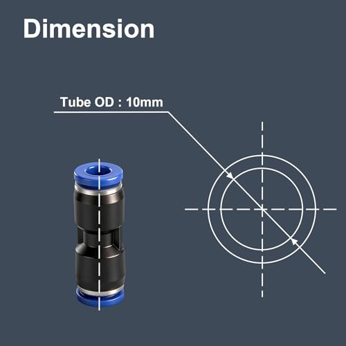 BAOMAIN 10mm Pneumatic Straight Union Push Connect Fittings (10-Pack) - size: 10mm