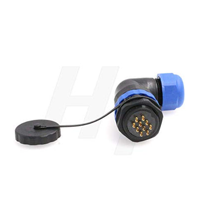HangTon HE29 10 Pin Power Connector Plastic Waterproof Threaded Outdoor Industrial Electrical Circular Male Female Angled Wire Cable Plug + Panel Socket (10 pin) - size: 10 pin