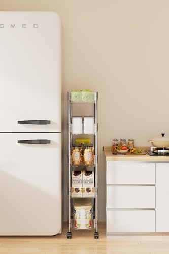 Sooyee Slim Rolling Storage Cart, 4 Tier, Clear - color: Clear, size: Slim 4 Tier