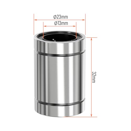 4PCS LM13UU Linear Ball Bearings, 13mm Bore Dia, 23mm OD, 32mm Length with Double Side Rubber Seal Linear Rail for CNC,3D Printer - size: LM13UU Size 13x23x32mm