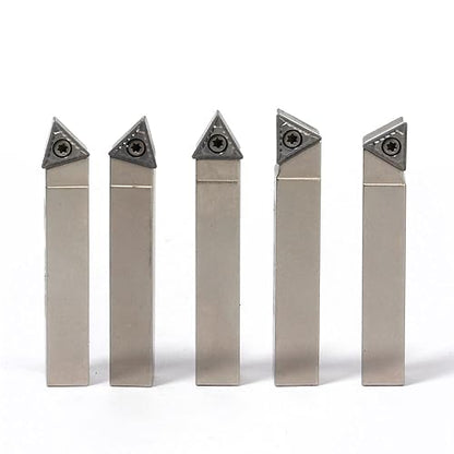 Mini Indexable Lathe Turning Tool-5/16" Shank Nickel Plated 5 Pieces Carbide Turning Tool Set,Metal Lathe Cutting Tools with Carbide Inserts TCMT090204 (TCMT731)