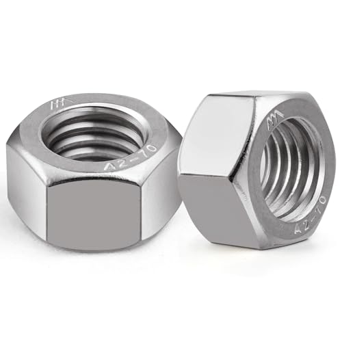 VGBUY 35pcs M10-1.5 Hex Nuts, 304 Stainless Steel 18-8 External Hex nut M10x1.5 Metric Hex Machine Screw Nuts Hardware Nuts (VG01317) - size: M10-1.5(35pcs)