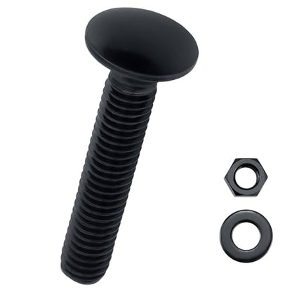 8 Sets 1/2-13 x 2 Carriage Bolt Kit & Nuts & Flat Washers Black 304 SS - size: 1/2-13 x 2" (8 Sets)