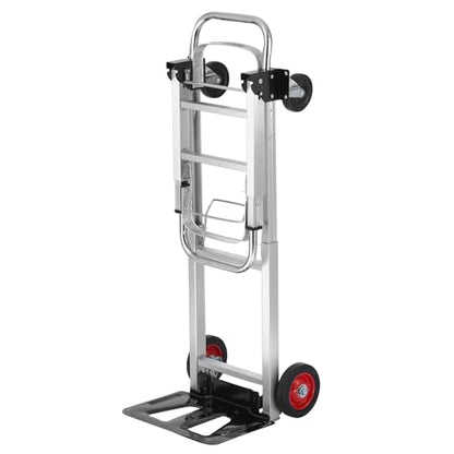 VEVOR Aluminum Folding Hand Truck, 2 in 1 Design 400 lbs Capacity, Heavy Duty Industrial Collapsible cart, Dolly Cart with Rubber Wheels for Transport and Moving in Warehouse, Supermarket, Garden - size: 400 lbs