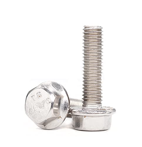 10pcs 5/16"-18 x 1 Serrated Flanged Hex Bolts Flange Hexagon Screws, Stainless Steel 18-8 (304), Plain Finish - size: 5/16"-18 x 1" 10pcs