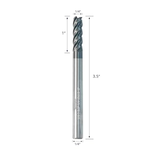 Tools Carbide End Mill, PVD AlTiN Coating for Stainless Steel Materials Cutting,4 Flute 1/4 Shank (1/4-3.5" 2PCS) - size: 1/4"DIA - 1"FL - 3.5"OL 1/4Shank 2PC