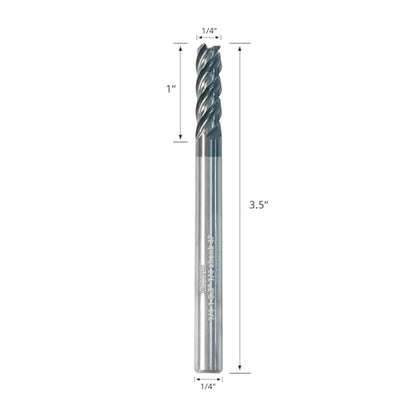 Tools Carbide End Mill, PVD AlTiN Coating for Stainless Steel Materials Cutting,4 Flute 1/4 Shank (1/4-3.5" 2PCS) - size: 1/4"DIA - 1"FL - 3.5"OL 1/4Shank 2PC
