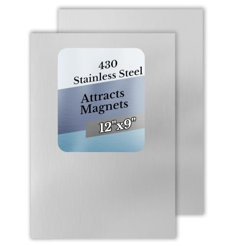 2 Pack 430 Magnetic Stainless Steel Sheets, 18 Gauge 12"x 9" Brushed Metal - size: 12″× 9″