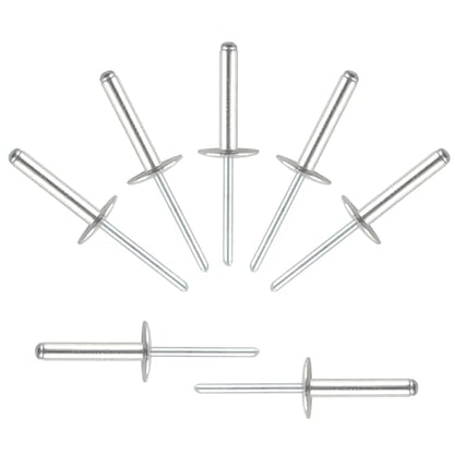ALLCLEAN (80 pcs) 3/16 * 1" Large Flange Open End Aluminum Blind Rivets,4.8 * 25 Pop Blind Rivet - color: Silver, size: 3/16"*1"