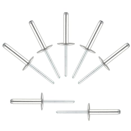 ALLCLEAN (80 pcs) 3/16 * 1" Large Flange Open End Aluminum Blind Rivets,4.8 * 25 Pop Blind Rivet - color: Silver, size: 3/16"*1"