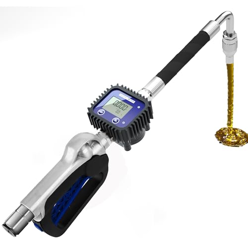 Air Operated Oil Control Valve, Digital Flow Meter Oil Metering Gun, 10 GPM 1500 PSI Heavy Duty Engine Motor Oil Dispenser Nozzle, 1/2 inch NPT Inlet