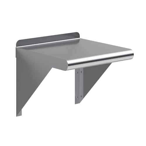 AmGood 12 in. Deep x 12 in. Wide Stainless Steel Wall Mount Shelf with Backsplash - Small Appliance & Tool Storage | NSF 18-Gauge 430, Holds 185 lbs | Bullnose Edge, Brackets Included - size: 12 in. x 12 in.