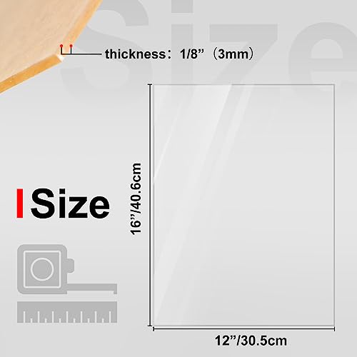 KINLINK 12x16 Plexiglass Sheets 1/8 inch Thick, 3mm Clear Cast Acrylic Sheet, Plastic Board for DIY Project, Craft, Window Glass, Table Top, Picture Frame, Acrylic Sign and Wedding Invitation 4 Pack - color: Clear, size: 12x16