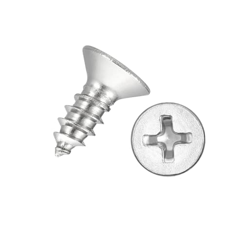 50pcs Phillips Wood Screws #10x3/8 304 Stainless Steel Silver - color: Silver, size: #10x3/8"