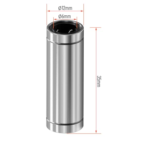 4PCS LM6LUU Linear Ball Bearings, 6mm Bore Dia, 12mm OD, 35mm Length with Double Side Rubber Seal Linear Rail for CNC,3D Printer - size: LM6LUU Size 6x12x35mm