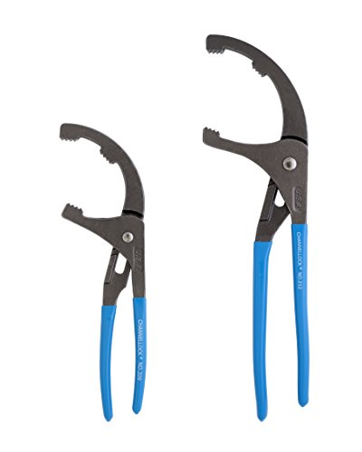 CHANNELLOCK OF-2 2pc Oil Filter/ PVC Pliers Set, Made in USA, Forged High Carbon Steel, Includes 9 and 12-inch Oil Filter/ PVC Pliers, Ideal for Engine Oil Filters, Conduit and Fittings - size: 2 Piece Set, 9 inch, 12 inch