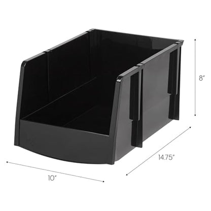 IRIS USA 12 Pack Stackable Storage Bins Open Front Plastic Organizer Caddy Basket, Hardware Crafts, Small Parts, Nuts/Bolts, Garage Tools, Jumbo - size: Jumbo - 12 pack