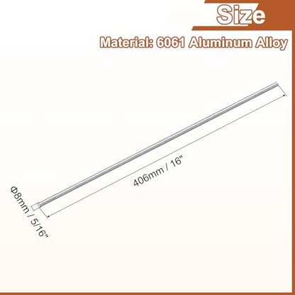 uxcell 1Pcs 5/16"(8mm) Dia Round Aluminum Rod, 16"(406mm) Long 6061 Aluminum Round Rod Solid Lathe Bar Stock for Industry Construction DIY Crafts - size: 9mm x 406mm