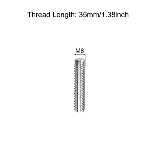 MECCANIXITY Fully Threaded Rod M8 x 35mm 1.25mm Thread Pitch 304 Stainless Steel Right Hand Threaded Rods Bar Studs 5 Pack - size: M8 x 35mm