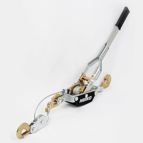 NEIKO 02254A Come Along Winch, 4-Ton (8,000lbs) Pulling Capacity, 9.8Ft, 3 Hook, Heavy Duty Power Cable Come Along Tool with Dual Gears, Hand Winch Cable, Automotive Hoist Winch Puller, Recovery Gear - size: 4 Ton