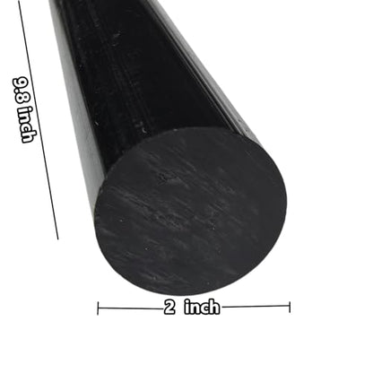 2-Pack Acetal Copolymer Round Rods (POM-C) 2" Diameter – High-Strength Engineering Plastic Rod 10 Inch Length,Perfect for Non-Marring Fixture, Opaque White/Black - color: Black, size: 2" Diameter, 9.8" Length