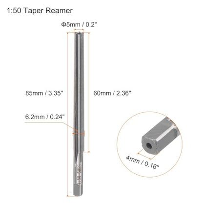 HARFINGTON Tapered Hand Reamers 1:50 5mm Small Dia 6.2mm Big Dia Straight Flute High Speed Steel (HSS) Slope Pin Reamer for CNC Metal Workshop Tools - size: 5mm - 6.2mm