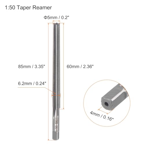HARFINGTON Tapered Hand Reamers 1:50 5mm Small Dia 6.2mm Big Dia Straight Flute High Speed Steel (HSS) Slope Pin Reamer for CNC Metal Workshop Tools - size: 5mm - 6.2mm