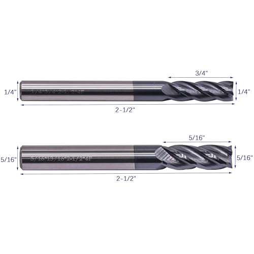 6Pcs 1/8" - 1/2" 4 Flute Solid Carbide Square End Mill Set - AlTiN Coated - style: Square Nose