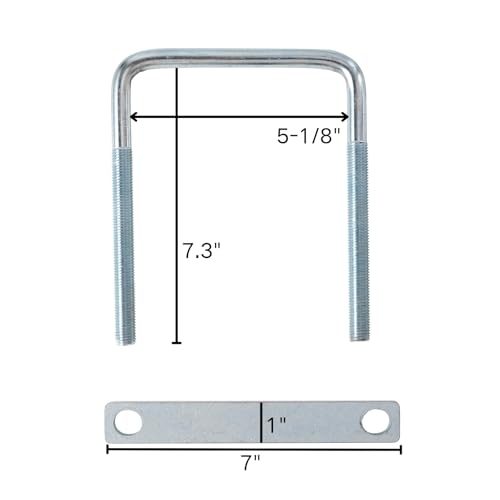 4 Pack Square U-Bolt for Trailer- Fits 5 Inch Wide Leaf Springs, Galvanized Steel Clamp Set, Secure Fit for Truck, Boat and Trailers - size: Fits Up To 5 Inch Wide Leaf Springs