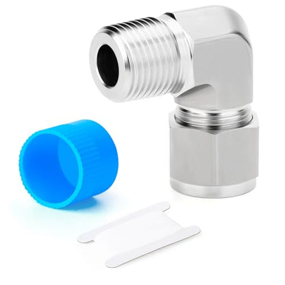 TAISHER 1PCS 316 Stainless Steel 90 Degree Compression Tube Pipe Fitting Connector, 1/4" Tube OD x 1/8" NPT Male Adapter - size: 1/4" OD x 1/8" MNPT