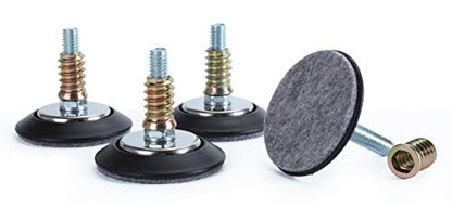 Adjustable Leveling Feet 3/8"-16 Thread with Felt Pads 4PK