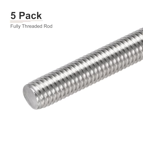 DTGN M10x1.5x100mm(DxPxL) Fully Threaded Rod - 5Pack - Good for Machinery - 304 Stainless Steel Right Hand Thread Rods Bar Studs - Silver - size: M10x1.5x100mm